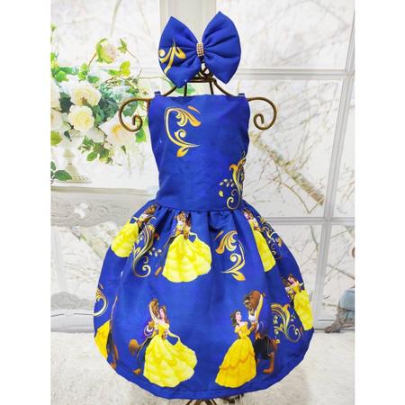 Vestido Menina Temático Alça Regular Bela e a Fera - aurea Imagem de Vestido Menina Temático Alça Regular Bela e a Fera