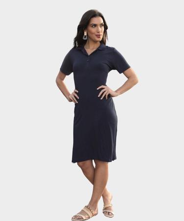 Vestido gola sale polo midi