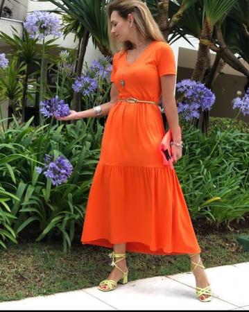 Vestido Midi Camadas Moda Gestante Soltinho Ver o P ao G4 Madame