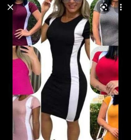 Vestido preto com hotsell listra lateral branca
