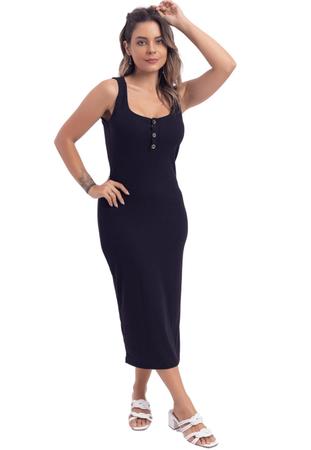 Vestido Midi Canelado Regata Bot es Lan amento 51022a VTM