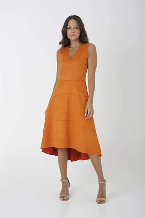 Vestido suede cheap midi