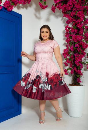 Vestido godê cheap rosa