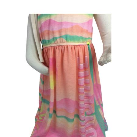 Vestido Midi Infantil Mon Sucre Laranja Rosa Verde tam 4 Imagem de Vestido Midi Infantil Mon Sucre Laranja Rosa Verde tam 4