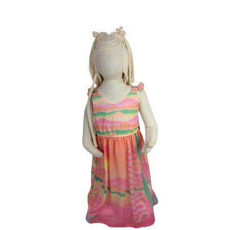 Imagem de Vestido Midi Infantil Mon Sucre Laranja Rosa Verde tam 4