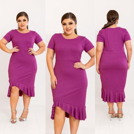 Imagem de Vestido MIDI MODAL COM BABADO TAMANHO UNICO 44 AO 50  Tifany Plus Size