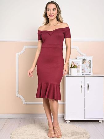 Vestido M di ombro a ombro com babado na barra Vida Modas