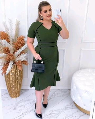 Imagem de Vestido Midi Plus Size Viés Moda Evangélica Feminina