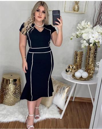 Imagem de Vestido Midi Plus Size Viés Moda Evangélica Feminina