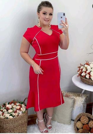 Imagem de Vestido Midi Plus Size Viés Moda Evangélica Feminina