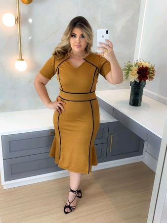 Imagem de Vestido Midi Plus Size Viés Moda Evangélica Feminina