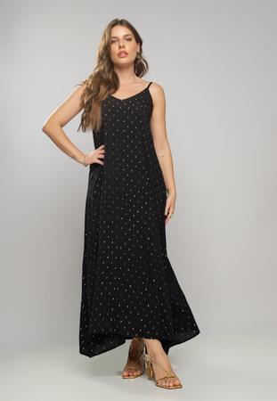 Imagem de Vestido Midi Viscose Com Lurex Com Amarração Preto Salvatore Fashion