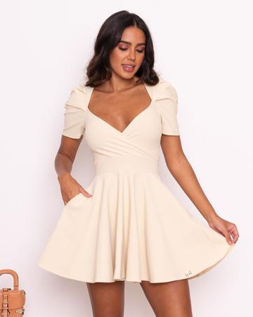 Vestido Miss Misses Rodado Transpassado Bege G Miss Misses