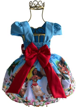 Vestido Moana adulta azul Temático Infantil 1 a 8 anos, Magalu Empresas
