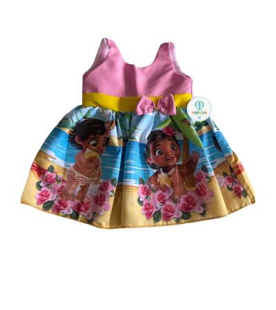 Vestido Temático Simples Moana - Tam.PP - PopKids - Vestido