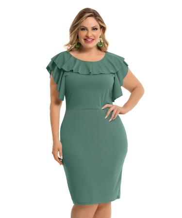 Vestido Moda Feminina Plus Size Helanca Babado Verde-oliva Tamanho G1 - La  Belle Moda Plus Size - Vestido Plus Size Feminino - Magazine Luiza