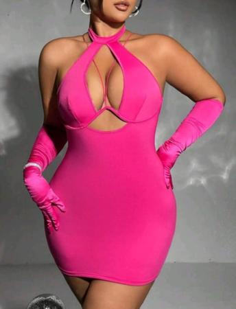 Imagem de Vestido Naralise Femino Rosa poliéster e elastano Tamanho P  