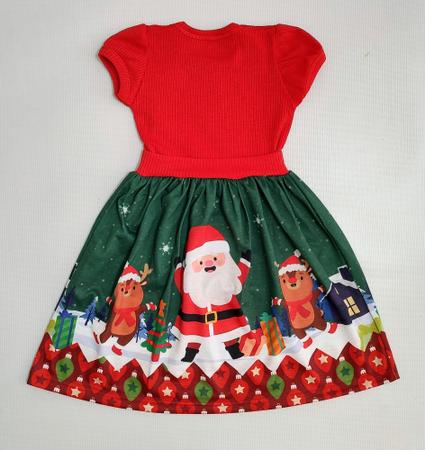 Vestido Natal Infantil Papai Noel Malha Roupa Fantasia Menina 1