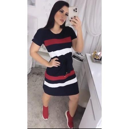 Imagem de Vestido náutico  em Viscolycra Listrado Moda Evangélica moda feminina