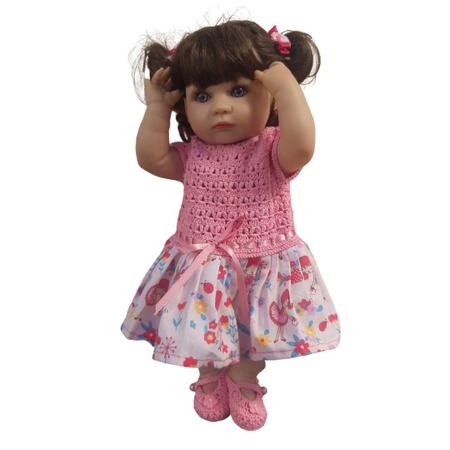 Vestido Para Boneca Bebê Reborn Pequena Roupinha de Crochê - Malu