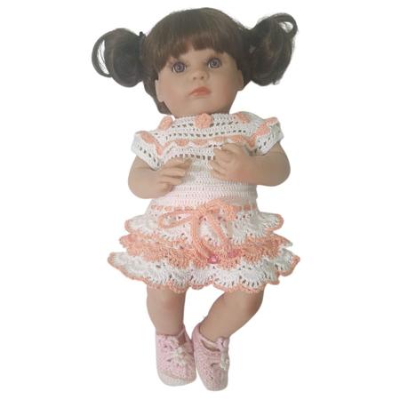 Vestido Para Boneca Bebê Reborn Pequena Roupinha de Crochê - Malu