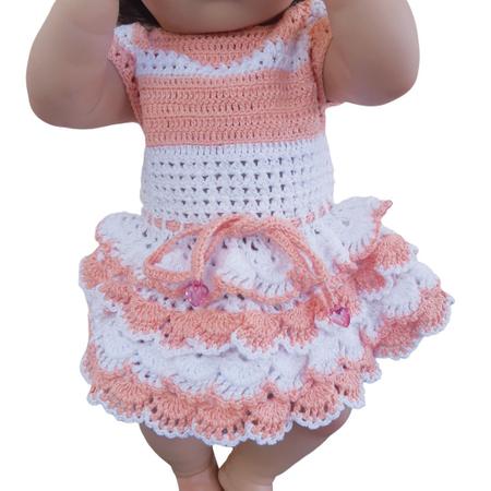 Vestido Para Boneca Bebê Reborn Pequena Roupinha de Crochê - Malu