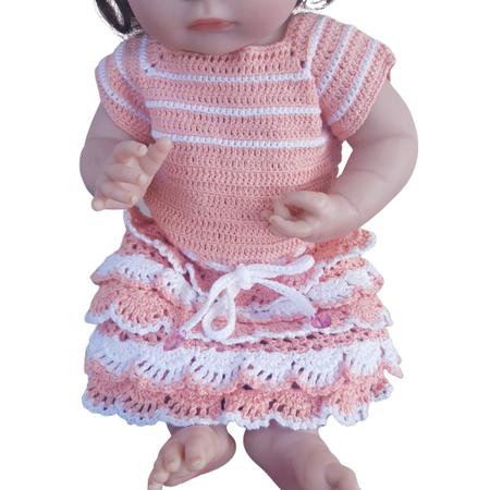 Vestido Para Boneca Bebê Reborn Pequena Roupinha de Crochê - Malu