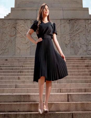 Vestido plissada sale