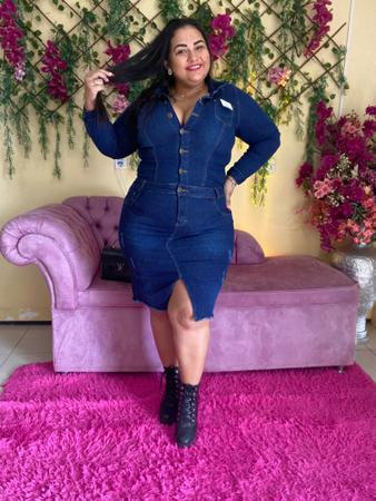 Vestido jeans manga longa plus size sales