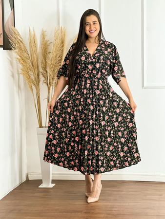 Vestido plus size store plissado