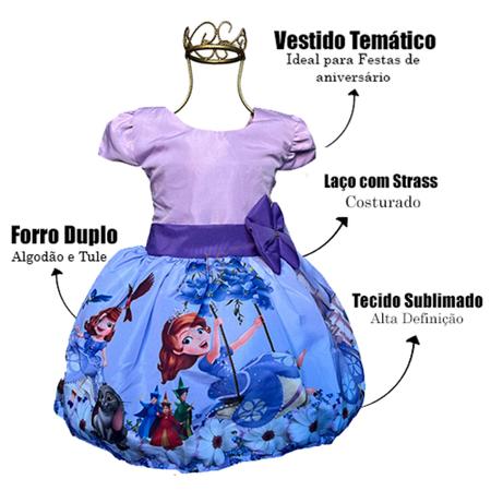 Imagem de Vestido Princesa Sofia Infantil Temático Festa Luxo
