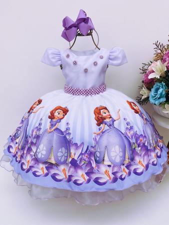 Vestido Infantil Temático Princesa Sofia Aniversário