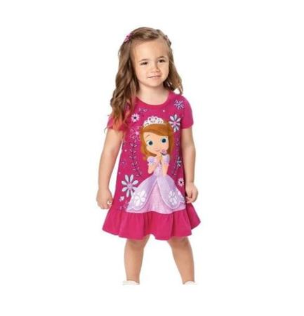 Imagem de Vestido Princesinha Sofia Disney Infantil Menina com Saia em Babado Algodão Calor Verão Malwee Kids