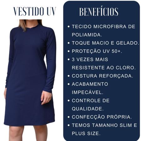 Imagem de Vestido Proteção Solar UV50+ Manga Longa Piscina Moda Praia Evangélica Modesta