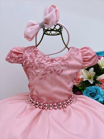 Vestido de hotsell daminha rosa cha