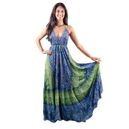 Imagem de Vestido Seda Longo Costas Abertas Verde LDR-18G-LONG-1ANDAR