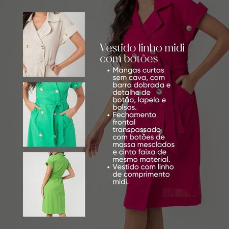 Imagem de Vestido susie linho midi botões feminino