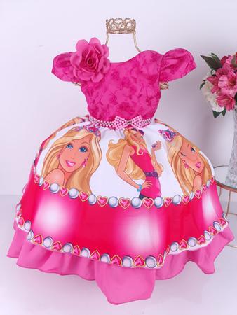 Vestido Luxo Temático Infantil Festa Barbie fashion