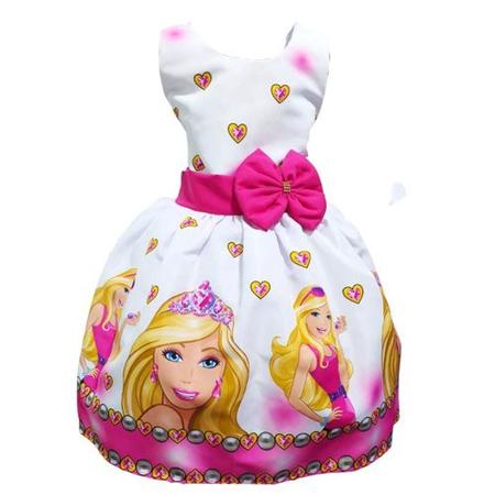 Vestido + Laço Barbie Girl Luxo fantasia infantil menina roupa festa  aniversário