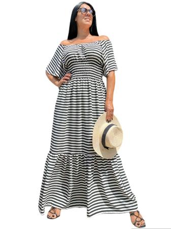 Vestido tend ncia ver o 2023 listras Donaluu Vestido Feminino