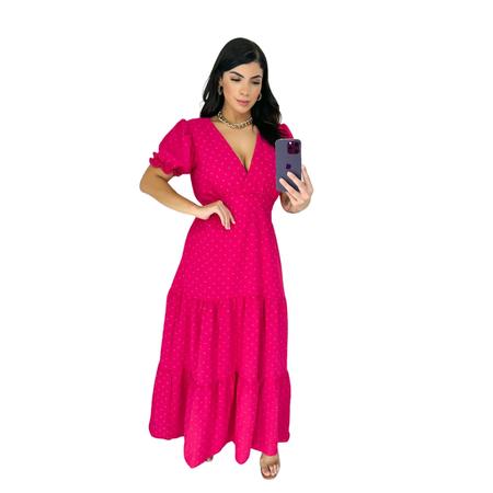 Vestido Ver o Manga Curta Evang lica Rodado Evento Social Decote V