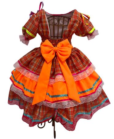 Imagem de Vestido Xadrez Babado Junino Infantil Caipira Quadrilha Fest