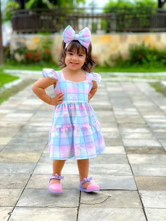 Vestido Xadrez Vermelho Tule Lili + Faixinha de cabelo - JOANINHA BABY