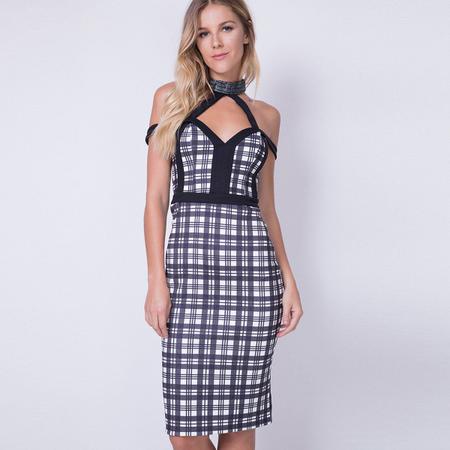 Vestido Lança Perfume Longo Xadrez Preto/Branco - Compre Agora