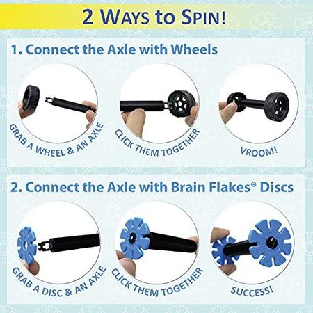 Imagem de VIAHART Brain Flakes 16 Rodas e 8 Eixos Tube-Go Set Add-On Travel Kit - Construa carros, caminhões, qualquer coisa que gire - Compatível com discos da marca Brain Flakes - Um ótimo brinquedo STEM