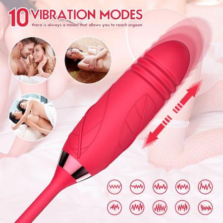 Imagem de Vibrador Feminino Flower USB 10 Vibrações Vai e Vem e Pulsação