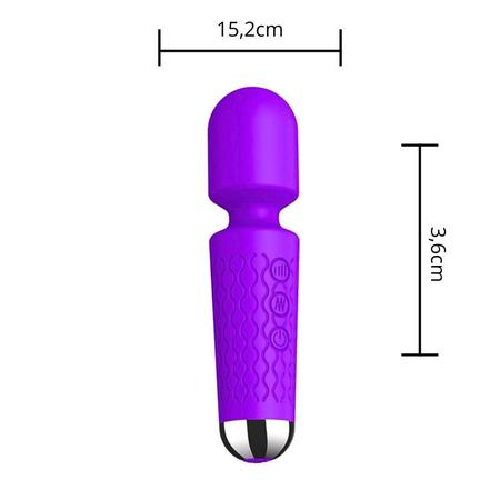 Imagem de Vibrador Varinha Mágica com 20 Vibrações e 8 Níveis de Velocidade Roxo