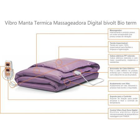 Imagem de Vibro Manta Térmica Estética Massageadora Meio Corpo Digital com Infrared Bivolt Automático Bio Term