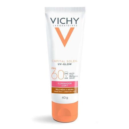 Imagem de Vichy Capital Soleil Uv-Glow FPS 60 Iluminador 3 em 1 Pele Média a Negra 40g