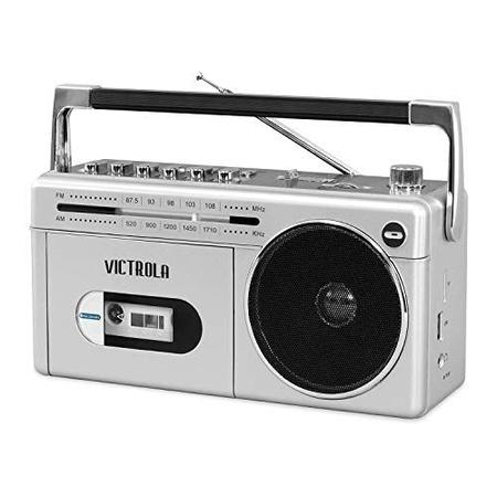 Imagem de Victrola Caixa Bluetooth Prata com Cassette e Rádio AM/FM